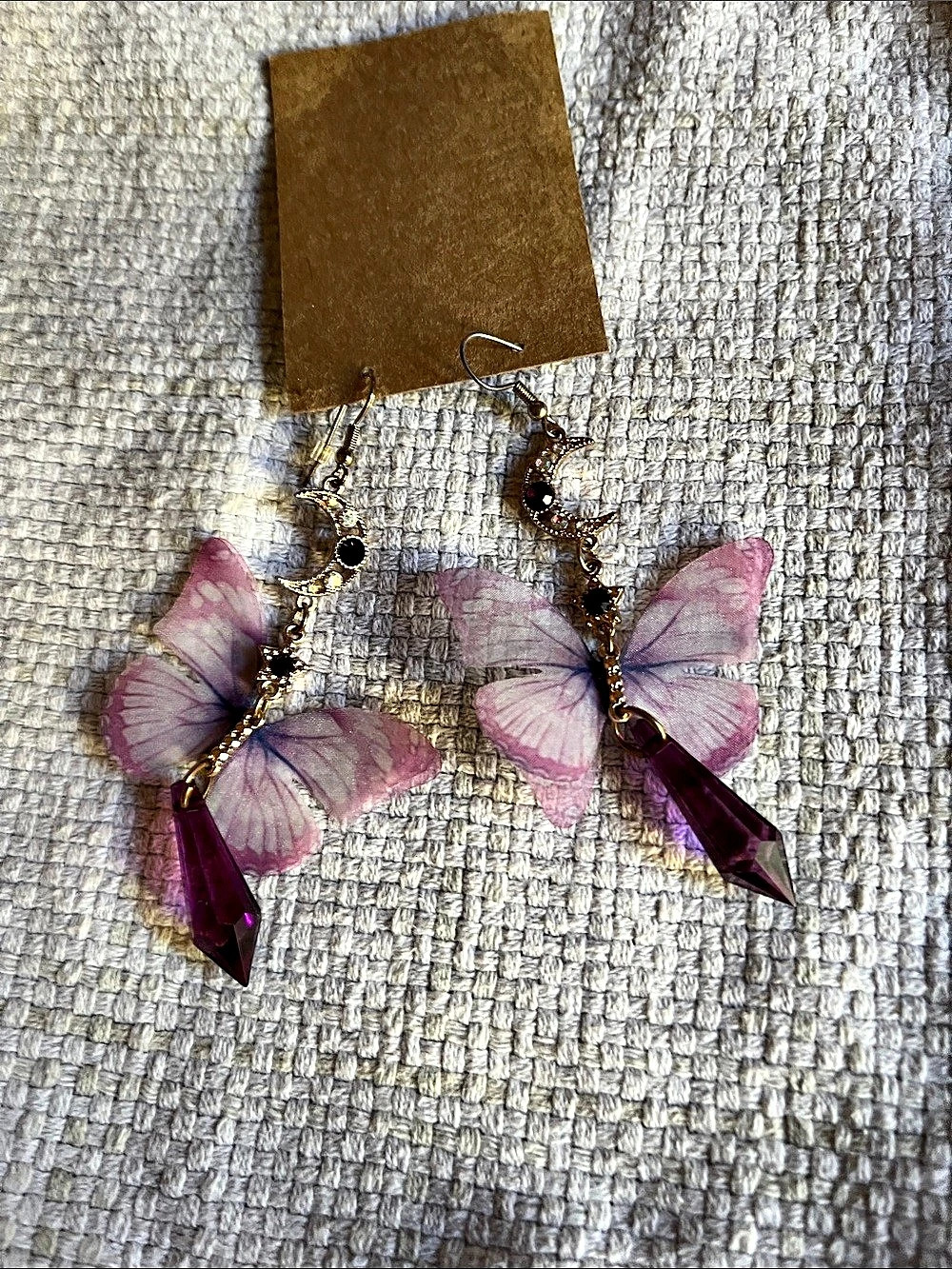 Butterfly Drop Earrings in Purple & Pink NWT